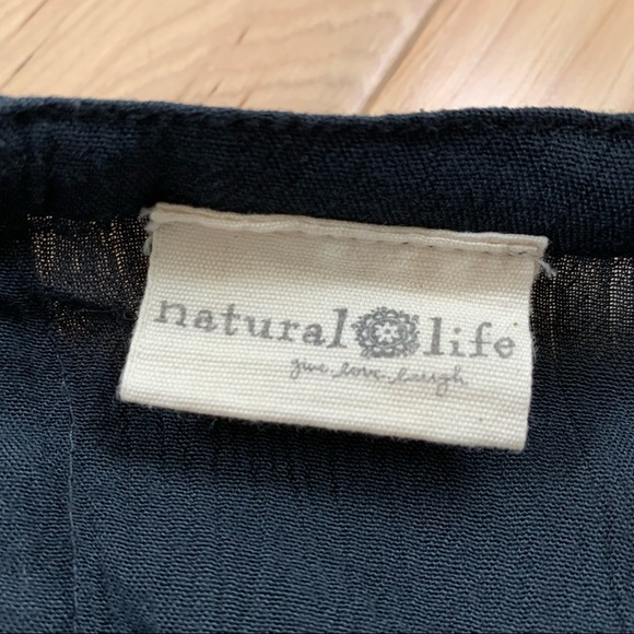 Natural Life Short Boho Dress Dark Blue W/ Embroidery Women’s Size Small - Picture 3 of 5